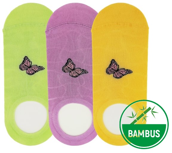 Kaska motýl bambusové extra nízké ponožky Lonka - sada 3 páry