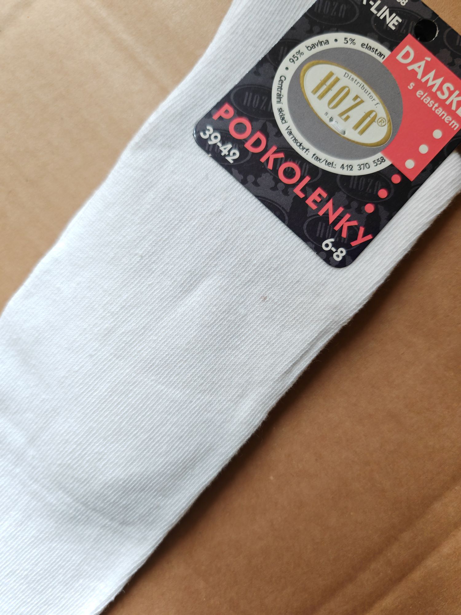 Dámské podkolenky Hoza hladké, bílé - 2.JAKOST