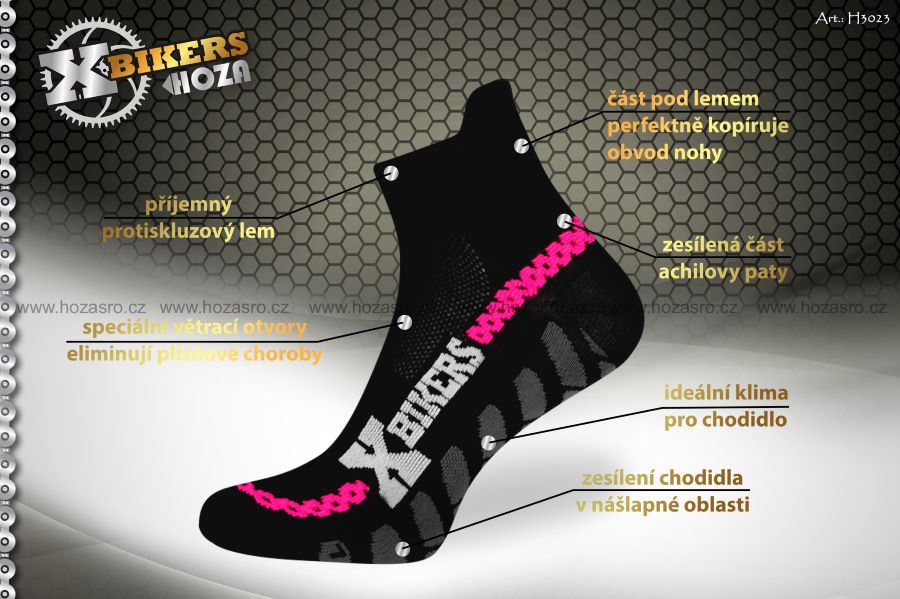 Kotníkové funkční sportovní ponožky Hoza X-Bikers H3023